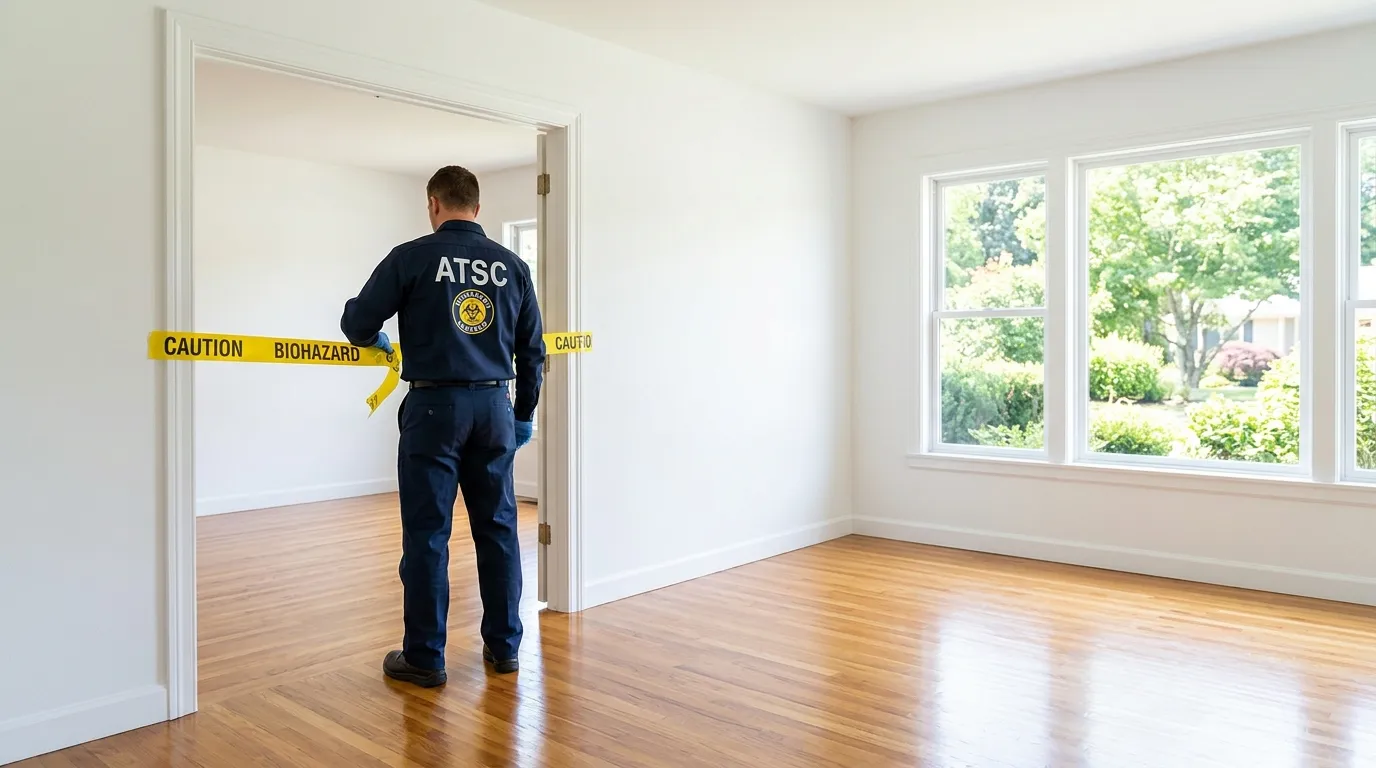 Certified biohazard cleanup crew performing Crime Scene Cleanup in Woodland Hills